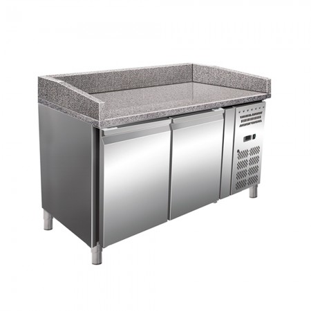 Banc refrigerat pentru pizza, cu 2 usi, blat de lucru din granit, capacitate 428 litri, temperatura de lucru +2°C/+8°C