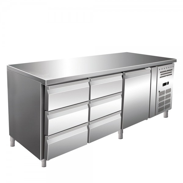 Masa rece, 1 usa si 6 sertare, capacitate neta 465 litri, dimensiuni 1795x700x860mm
